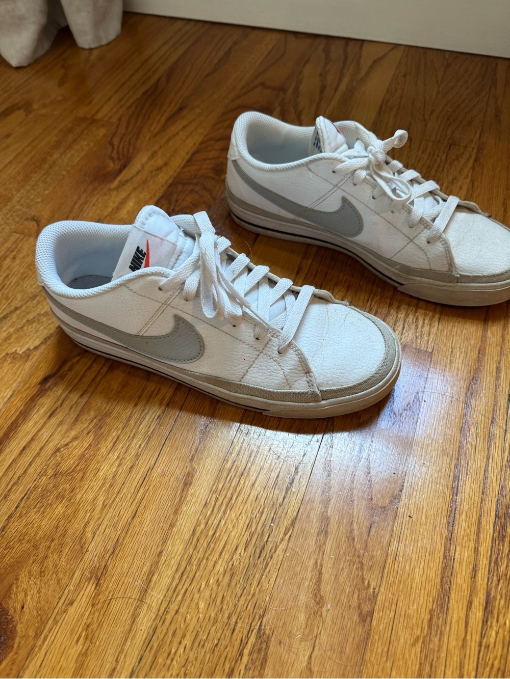 Nike White and Light Gray Low-Top Athletic Sneakers